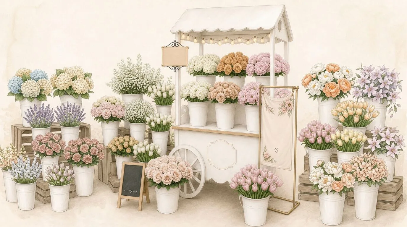 Custom Bloom Bar with fresh seasonal flowers