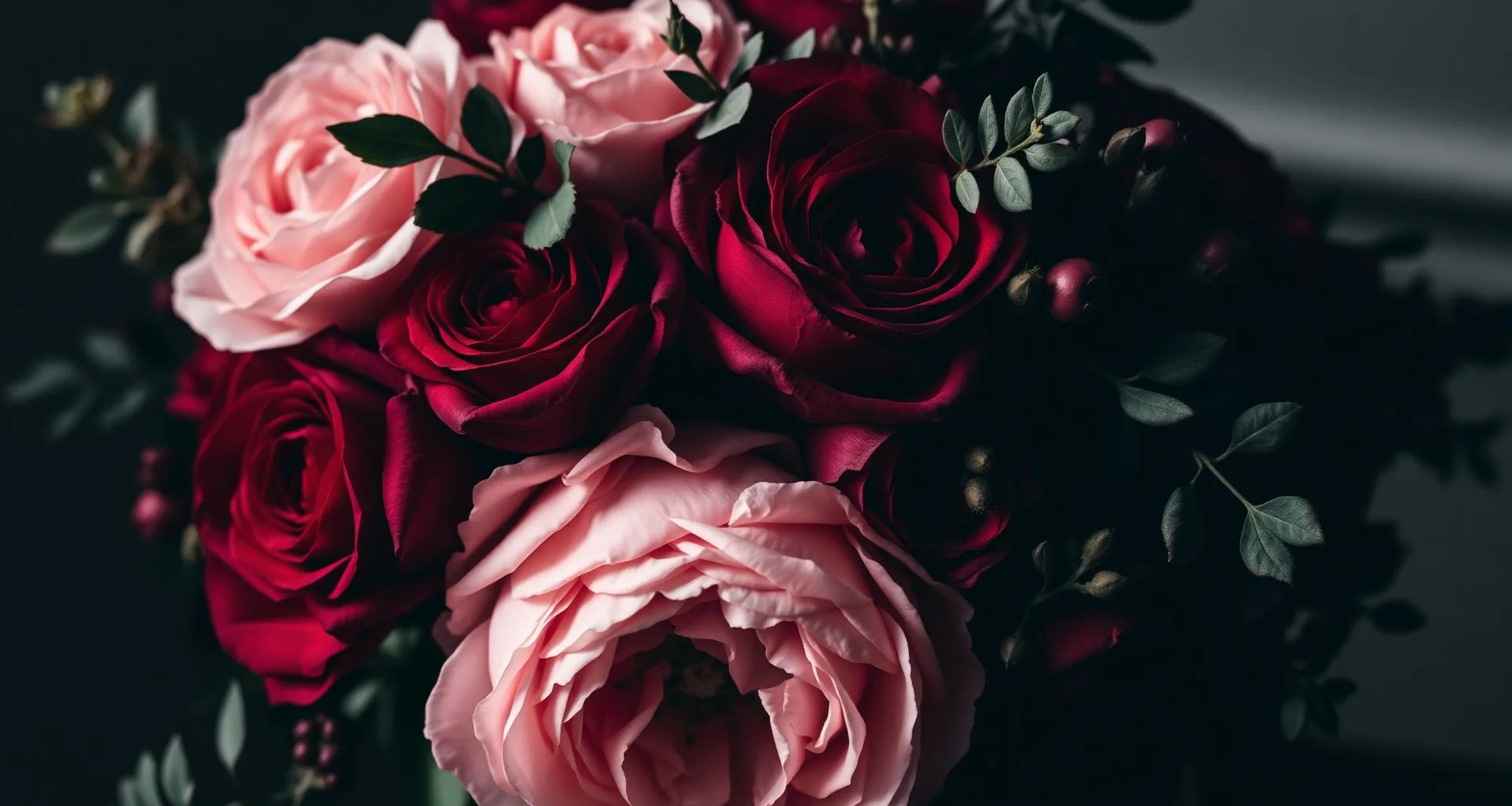 Lush burgundy and blush floral centerpiece for a wedding reception